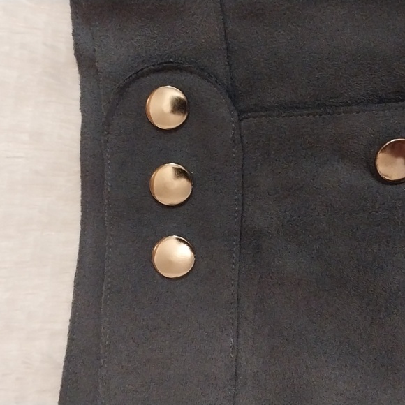 1ST STATE BRAND CONTEMPORARY FAUX  SUEDE A LINE WRAP AROUND skirt large - Picture 5 of 13